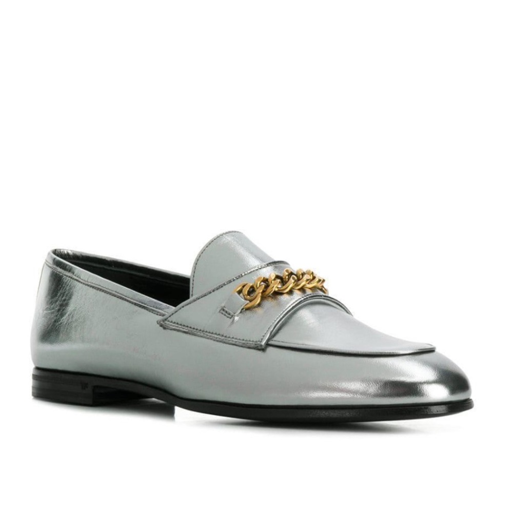 {Tom Ford} silver metallic chain loafer size 37